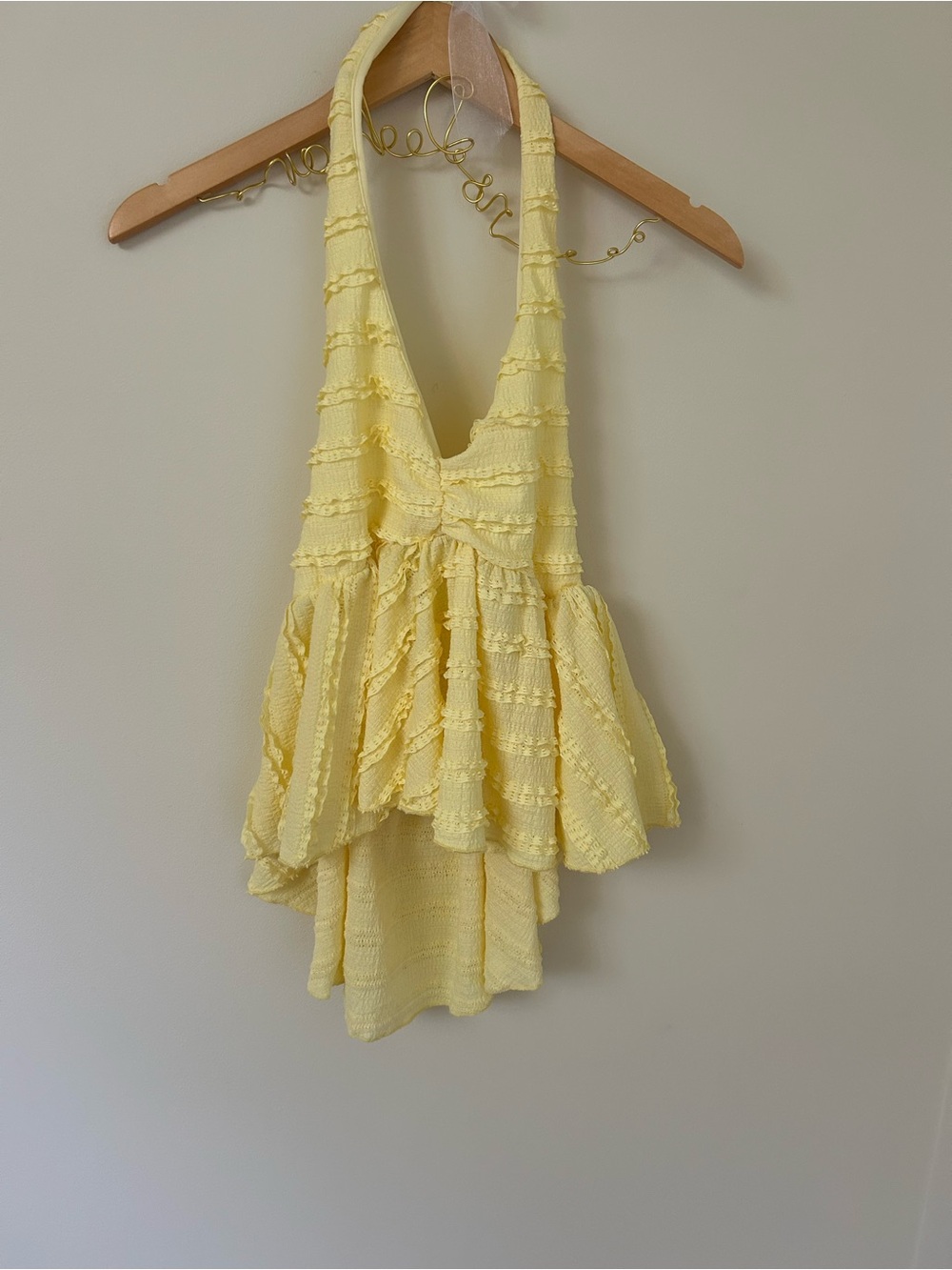 Yellow Ruffled Halter Top